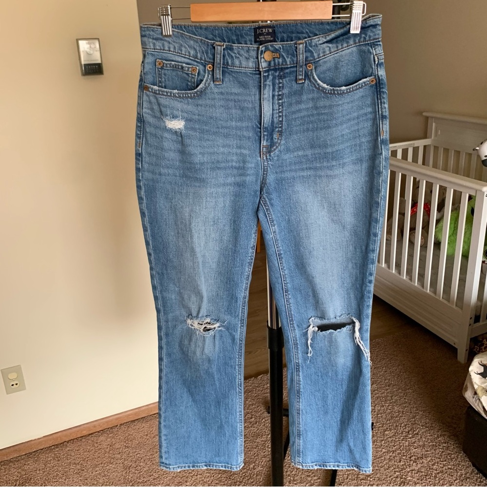 J. Crew Mid Rise Flare Crop Jeans 28